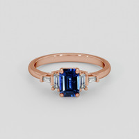 0.97 Ct. Blue Sapphire Ring, 14K Rose Gold 1