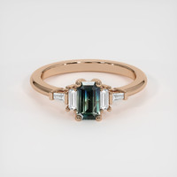 0.57 Ct. Bluish Green Sapphire Ring, 14K Rose Gold 1