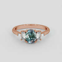 1.71 Ct. Bluish Green Sapphire Ring, 18K Rose Gold 1