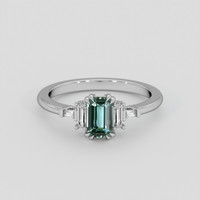 1.11 Ct. Bluish Green Sapphire Ring, Silver 1