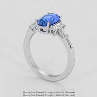 2.44 Ct. Blue Sapphire Ring, 10K White Gold 2