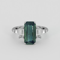 3.24 Ct. Green Sapphire Ring, 14K White Gold 1