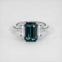 3.51 Ct. Greenish Blue Sapphire Ring, 14K White Gold 1