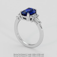 2.54 Ct. Blue Sapphire Ring, 14K White Gold 2