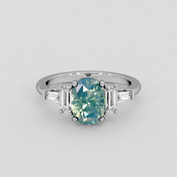 2.51 Ct. Bluish Green Sapphire Ring, 14K White Gold 1