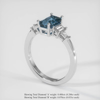 2.01 Ct. Greenish Blue Sapphire Ring, 14K White Gold 2