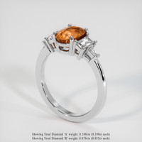 2.03 Ct. Orange Sapphire Ring, 18K White Gold 2