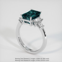 3.51 Ct. Greenish Blue Sapphire Ring, 18K White Gold 2