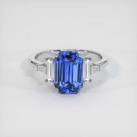 3.81 Ct. Blue Sapphire Ring, 18K White Gold 1