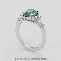 2.51 Ct. Bluish Green Sapphire Ring, 18K White Gold 2