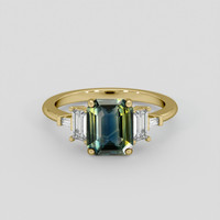 2.06 Ct. Bi Color / Parti Sapphire Ring, 10K Yellow Gold 1