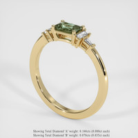 0.89 Ct. Green Sapphire Ring, 10K Yellow Gold 2