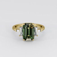 4.07 Ct. Green Sapphire Ring, 14K Yellow Gold 1