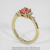 1.22 Ct. Padparadscha Sapphire Ring, 14K Yellow Gold 2