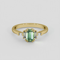 0.92 Ct. Yellowish Green Sapphire Ring, 14K Yellow Gold 1