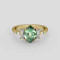 1.58 Ct. Green Sapphire Ring, 14K Yellow Gold 1