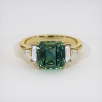 4.51 Ct. Bluish Green Sapphire Ring, 18K Yellow Gold 1