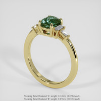 1.41 Ct. Green Sapphire Ring, 18K Yellow Gold 2