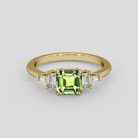 1.23 Ct. Yellowish Green Sapphire Ring, 18K Yellow Gold 1
