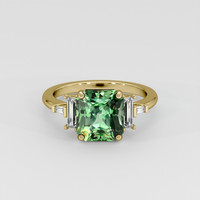 4.09 Ct. Green Sapphire Ring, 18K Yellow Gold 1