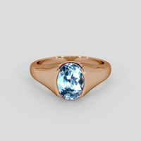 3.04 Ct. Blue Aquamarine Ring, 14K Rose Gold 1