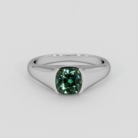 2.11 Ct. Bluish Green Sapphire Ring, Silver 1