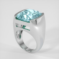 14.58 Ct. Blue Aquamarine Ring, 10K White Gold 2