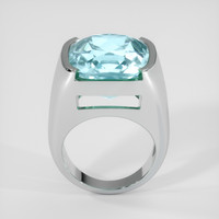 14.58 Ct. Blue Aquamarine Ring, 10K White Gold 3