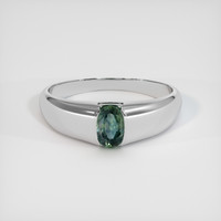 0.62 Ct. Bluish Green Sapphire Ring, 10K White Gold 1