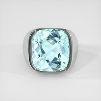 14.58 Ct. Blue Aquamarine Ring, 18K White Gold 1