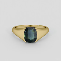 2.03 Ct. Bluish Green Sapphire Ring, 18K Yellow Gold 1