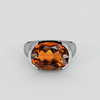 5.17 Ct. Madeira (Reddish Orange) Citrine Ring, 10K White Gold 1