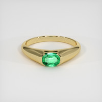 0.69 Ct. Emerald Ring, 18K Yellow Gold 1