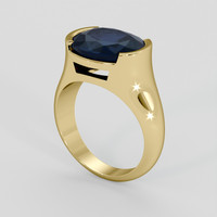 7.27 Ct. Blue Spinel Ring, 18K Yellow Gold 2