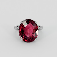11.08 Ct. Pinkish Red Rubellite Tourmaline Ring, Platinum 950 1