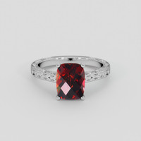 2.89 Ct. Red Garnet Ring, Platinum 950 1