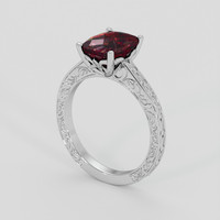 2.89 Ct. Red Garnet Ring, Platinum 950 2