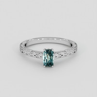 1.26 Ct. Greenish Blue Sapphire Ring, Platinum 950 1