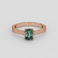 1.18 Ct. Bluish Green Sapphire Ring, 18K Rose Gold 1
