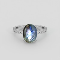 3.38 Ct. Bluish Grey Sapphire Ring, Silver 1
