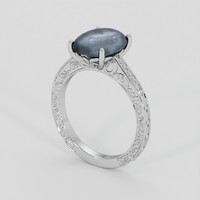 3.38 Ct. Bluish Grey Sapphire Ring, Silver 2