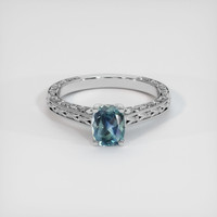 0.99 Ct. Greenish Blue Sapphire Ring, 10K White Gold 1