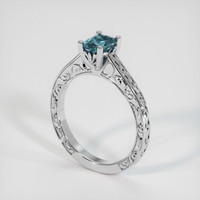 0.99 Ct. Greenish Blue Sapphire Ring, 10K White Gold 2