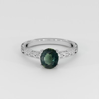 1.30 Ct. Green Sapphire Ring, 14K White Gold 1