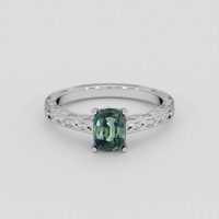 1.18 Ct. Bluish Green Sapphire Ring, 14K White Gold 1