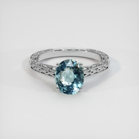 2.55 Ct. Greenish Blue Sapphire Ring, 14K White Gold 1