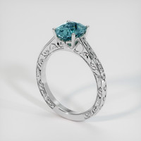 2.55 Ct. Greenish Blue Sapphire Ring, 14K White Gold 2