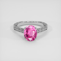 3.09 Ct. Pink Sapphire Ring, 18K White Gold 1