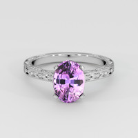 2.63 Ct. Pinkish Purple Sapphire Ring, 18K White Gold 1