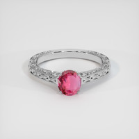 0.94 Ct. Reddish Pink Sapphire Ring, 18K White Gold 1